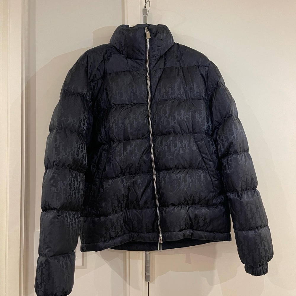 Dior Oblique Puffer Jacket, Monogram, Black, Size 46